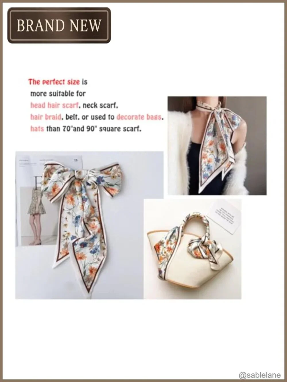 Silk Feeling Satin Head Scarf Women Fashion Square Long Scarves + Gifts